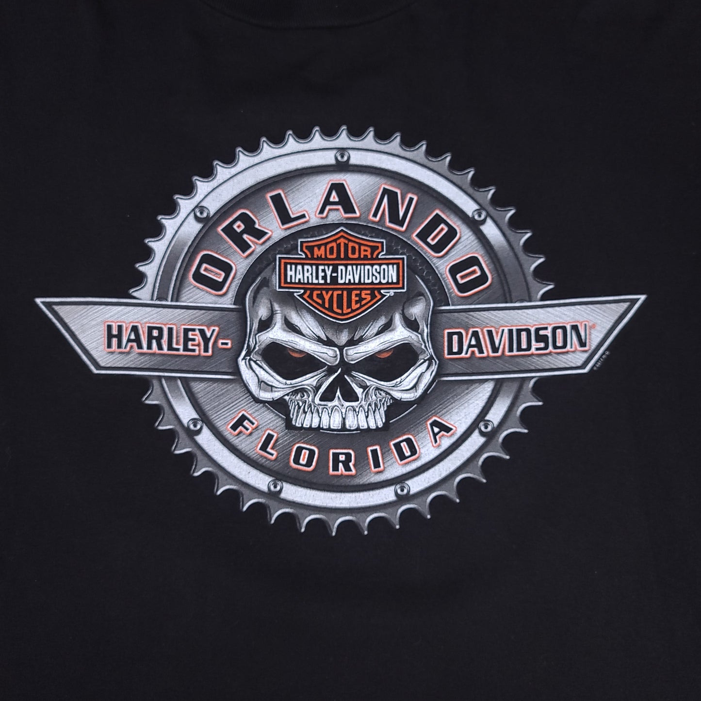 Harley Davidson Orlando Florida Black Skull Gear Tee