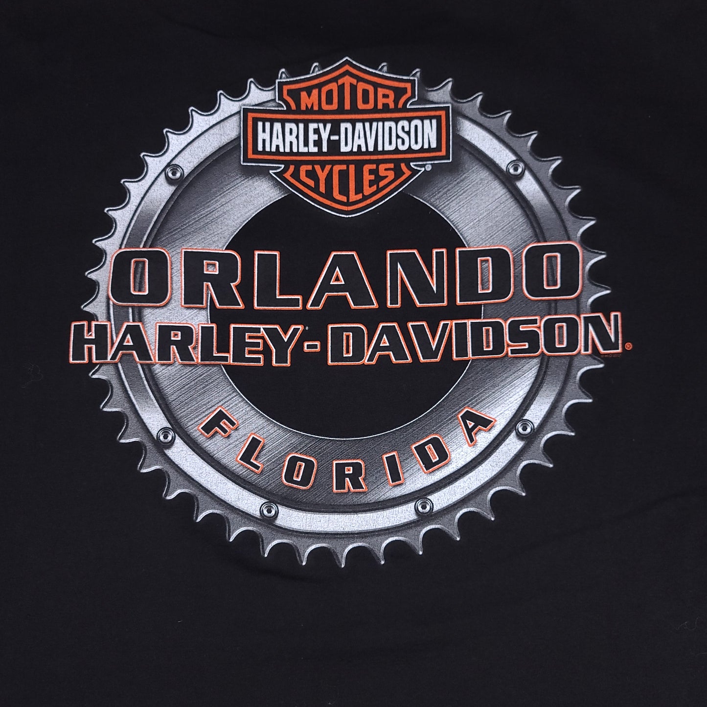 Harley Davidson Orlando Florida Black Skull Gear Tee