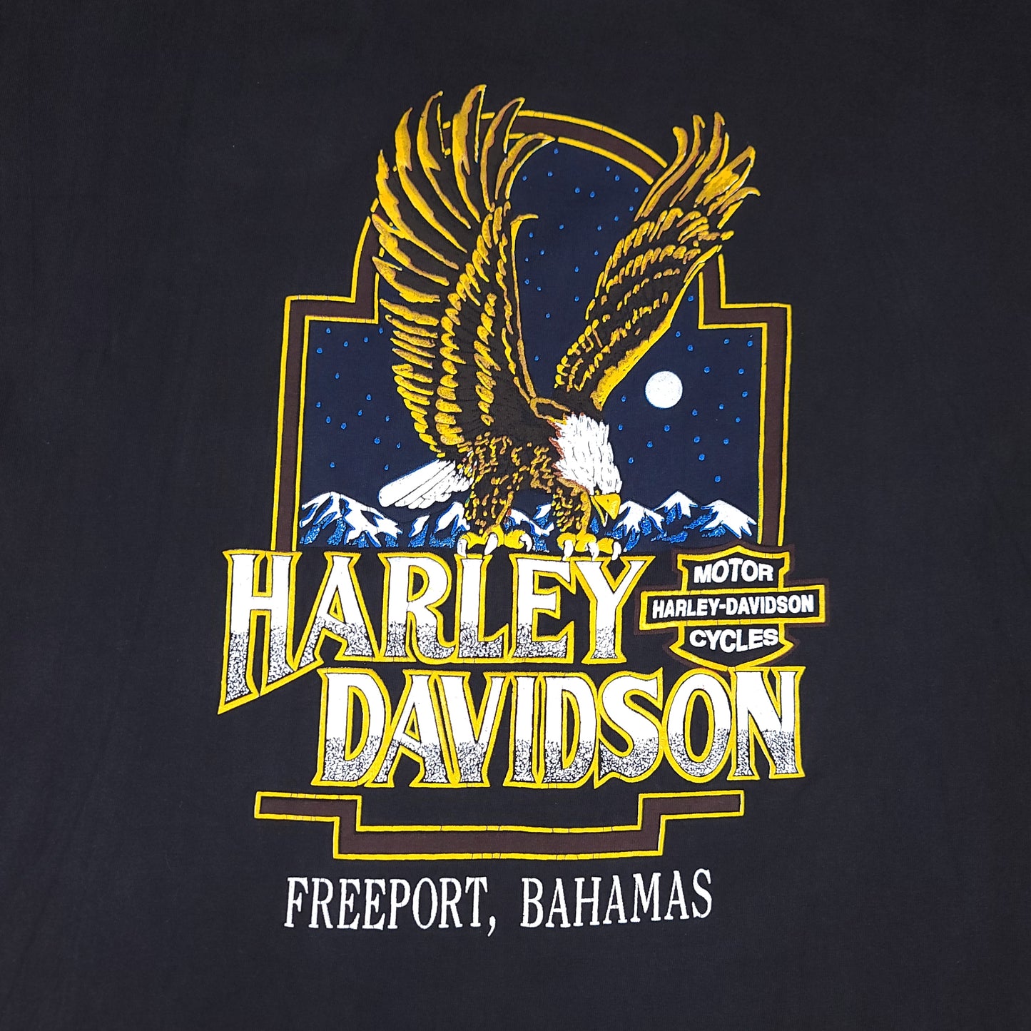 Vintage Harley Davidson Eagle Freeport Bahanas Black Tee