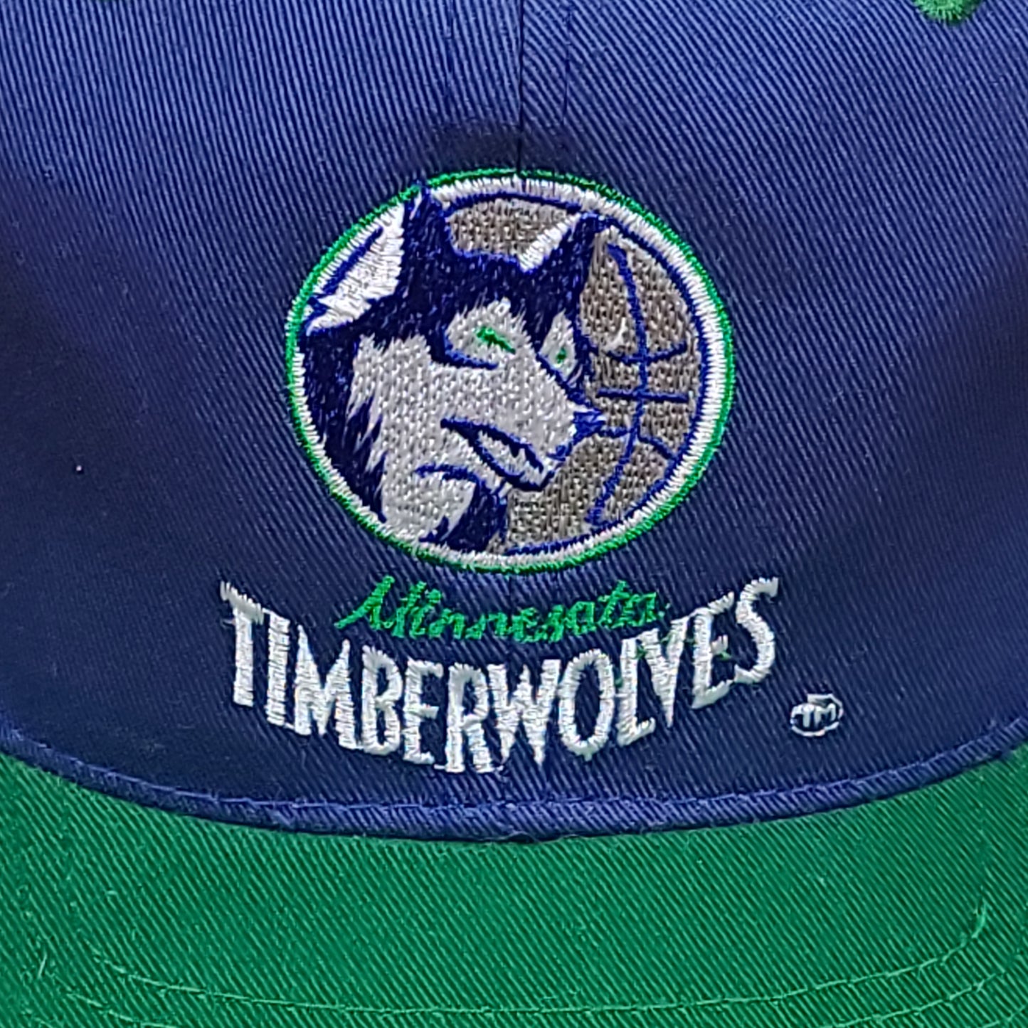 Vintage Minnesota Timberwolves Blue Green Snap Back Hat (New With Tags)