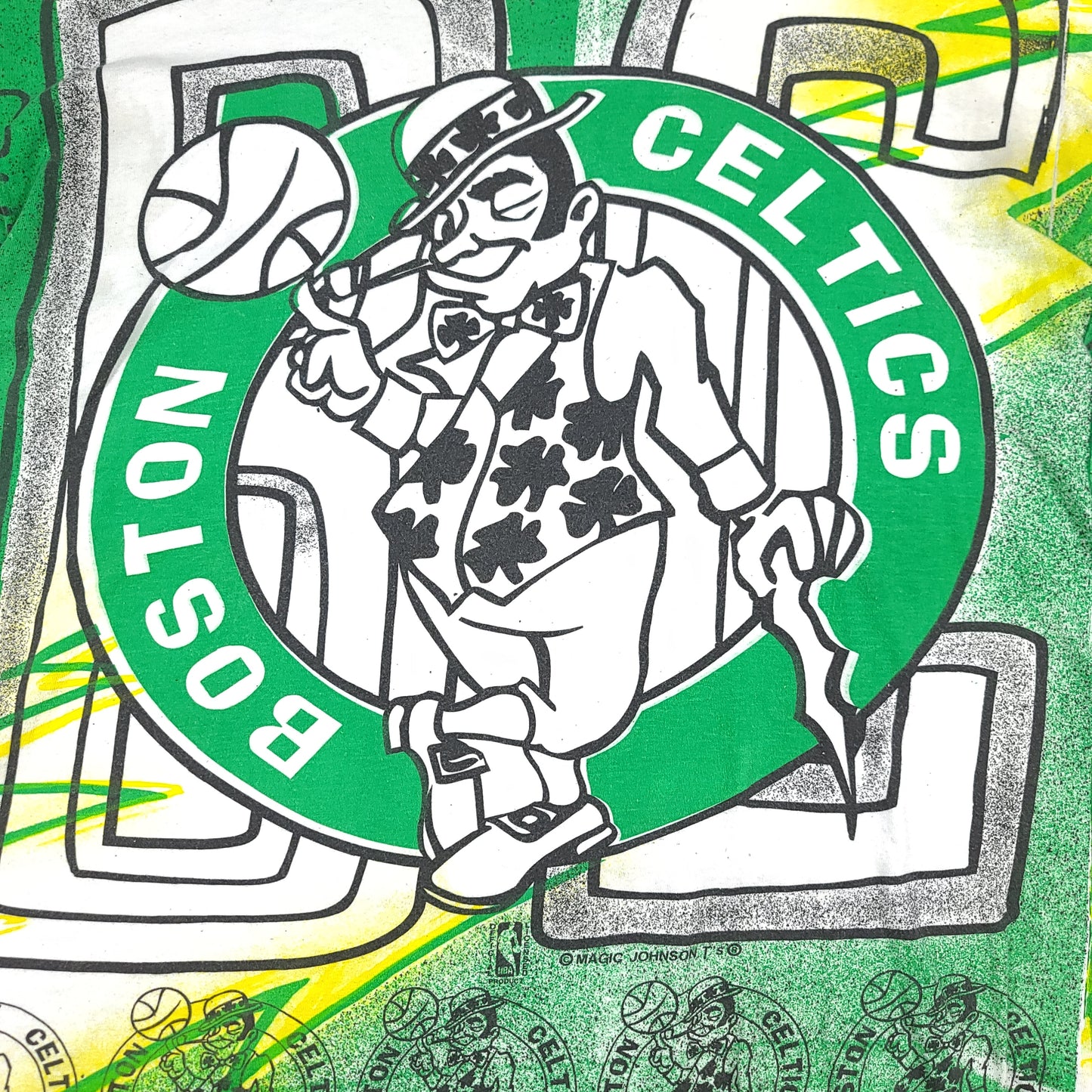 Vintage Boston Celtics NBA All Over Print Magic Johnson Tee