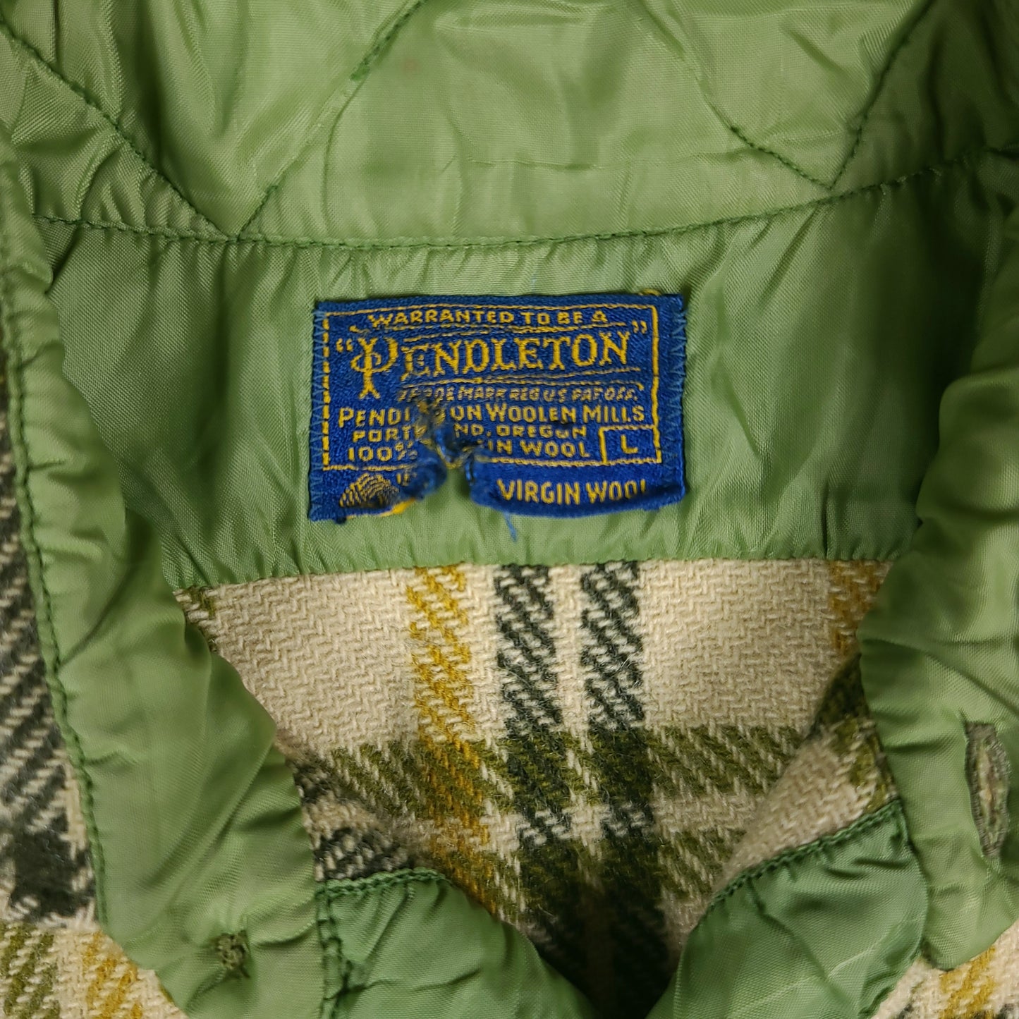 Vintage Pendleton Green Plaid Wool Shirt