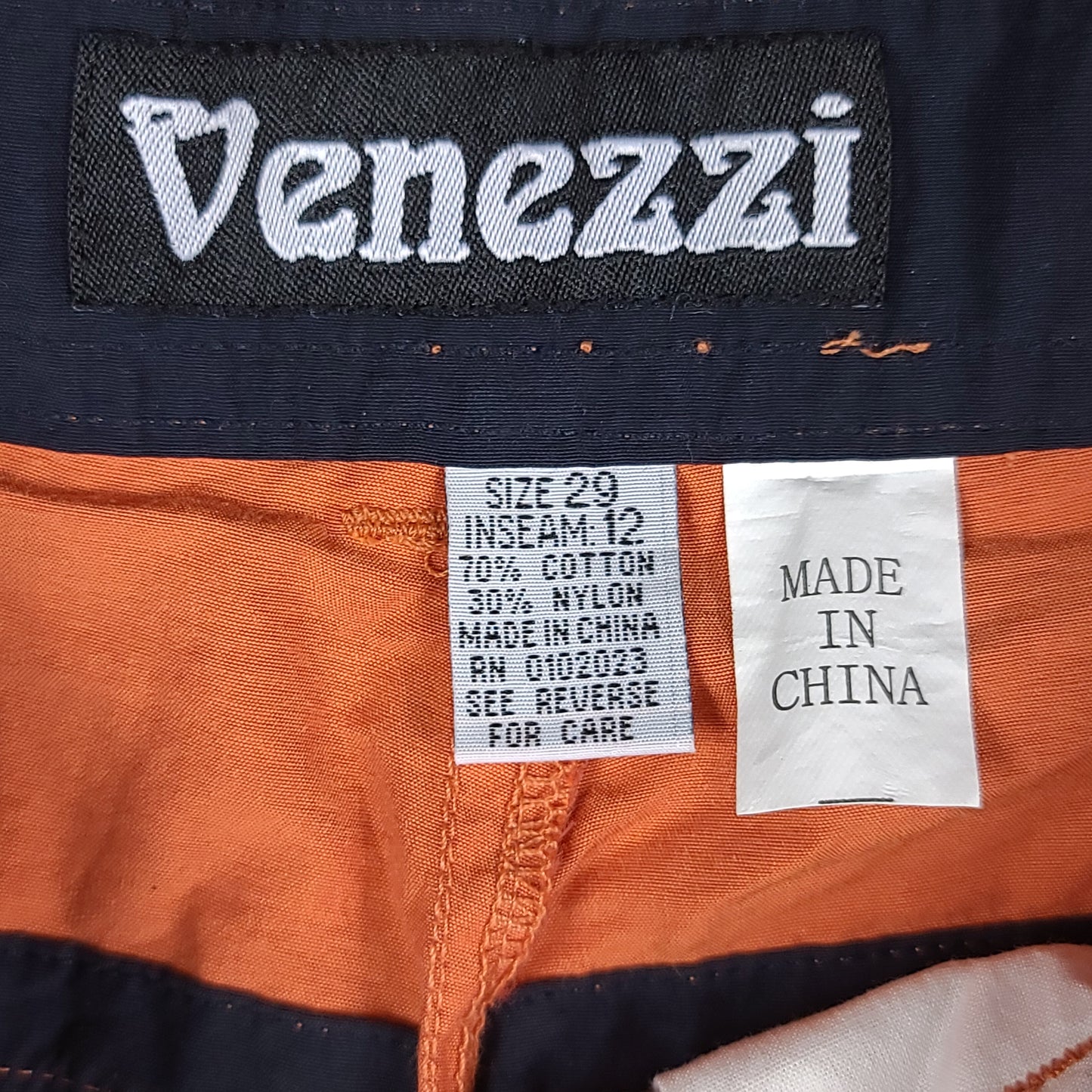 Venezzi Orange Nylon Cargo Shorts