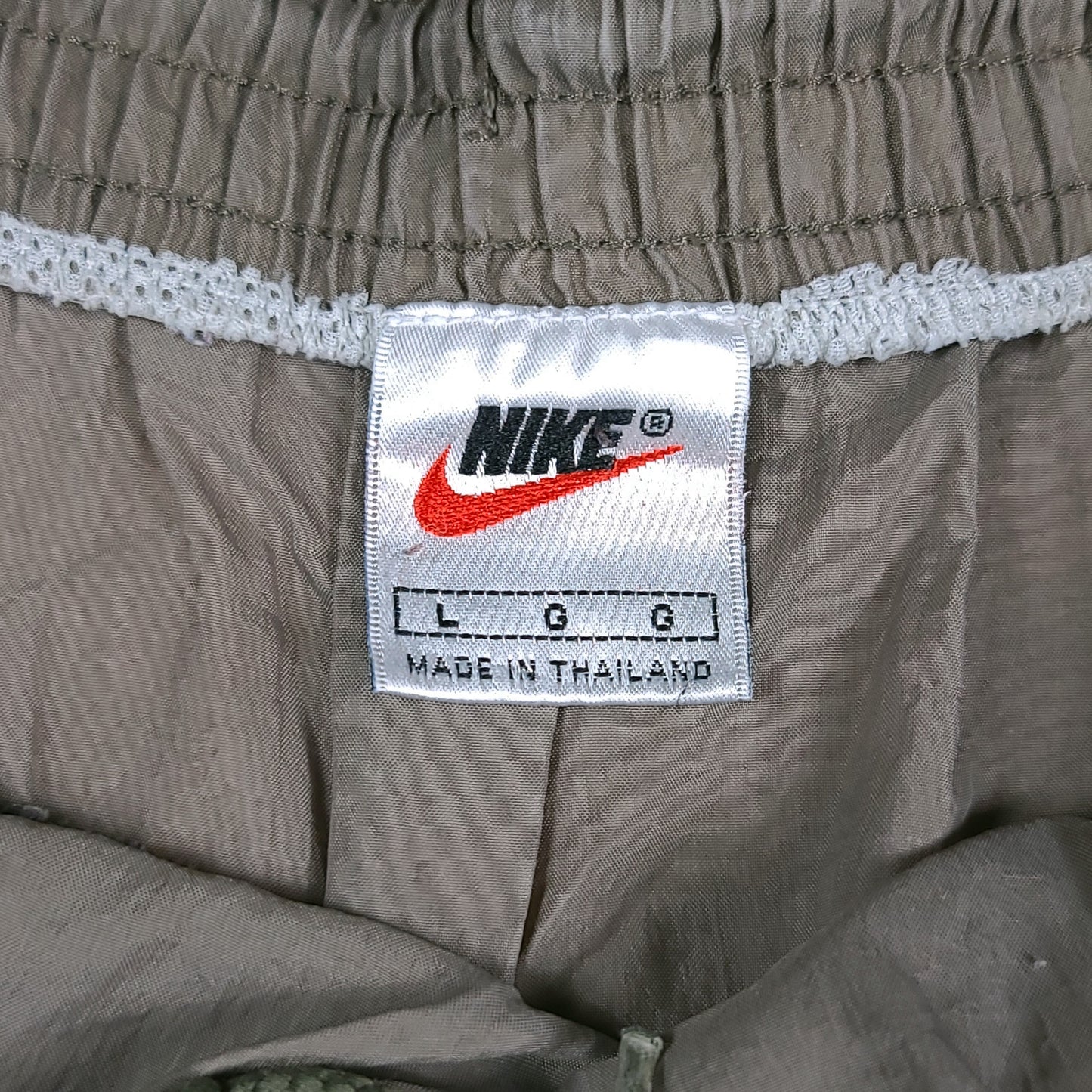 Vintage Nike Brown/Gray Big Swoosh Nylon Shorts