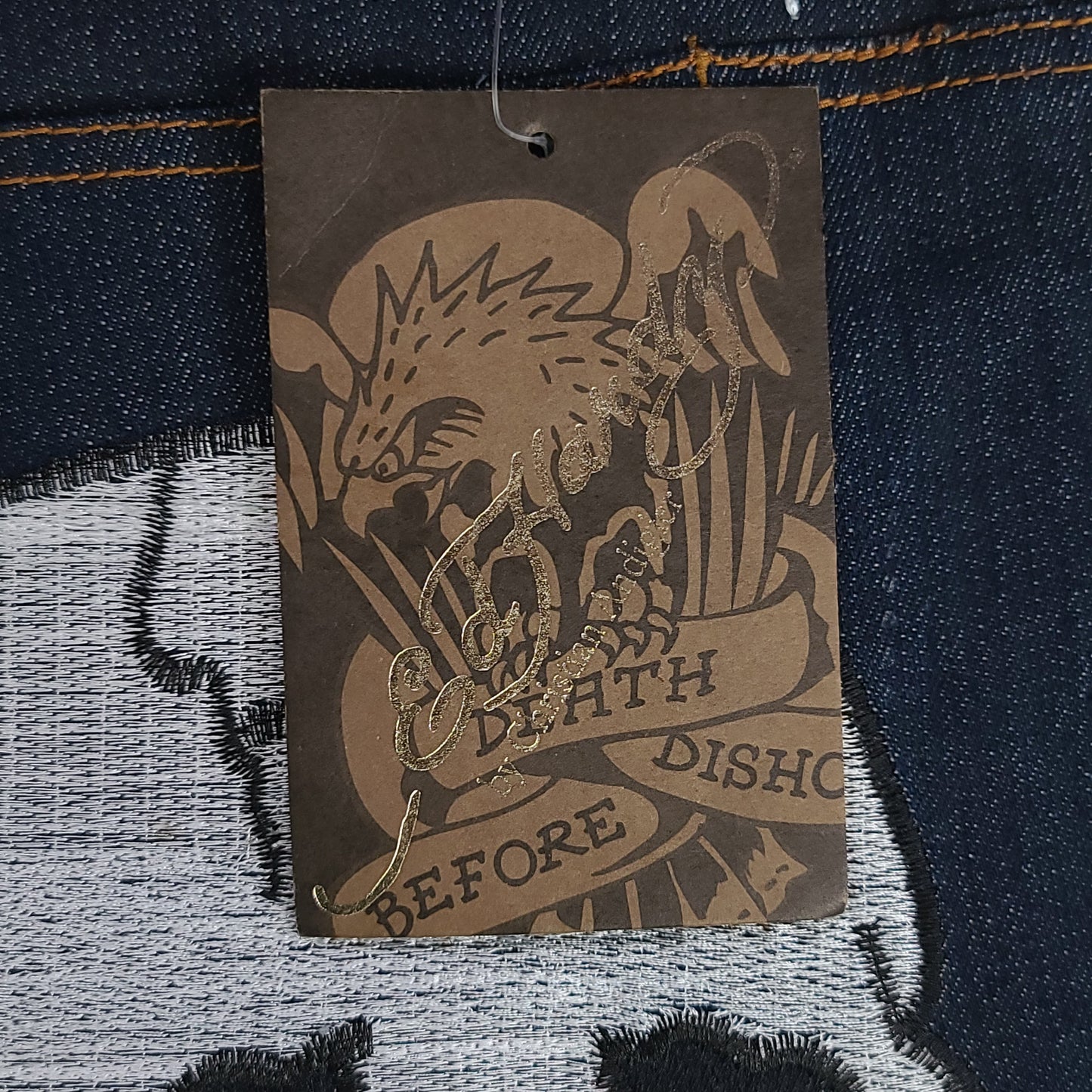 Vintage Y2K Ed Hardy Glory Skull & Crossbones Denim Pants (Unauthorized)