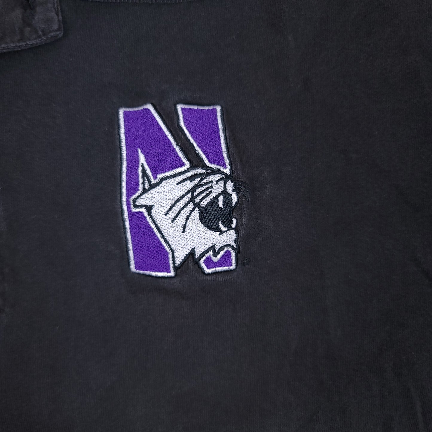 Vintage Northwestern University Wildcats Black Purple adidas Polo