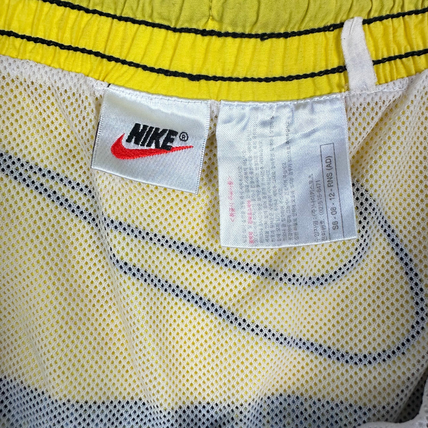 Vintage Nike Yellow Blue Square Geometric Nylon Shorts