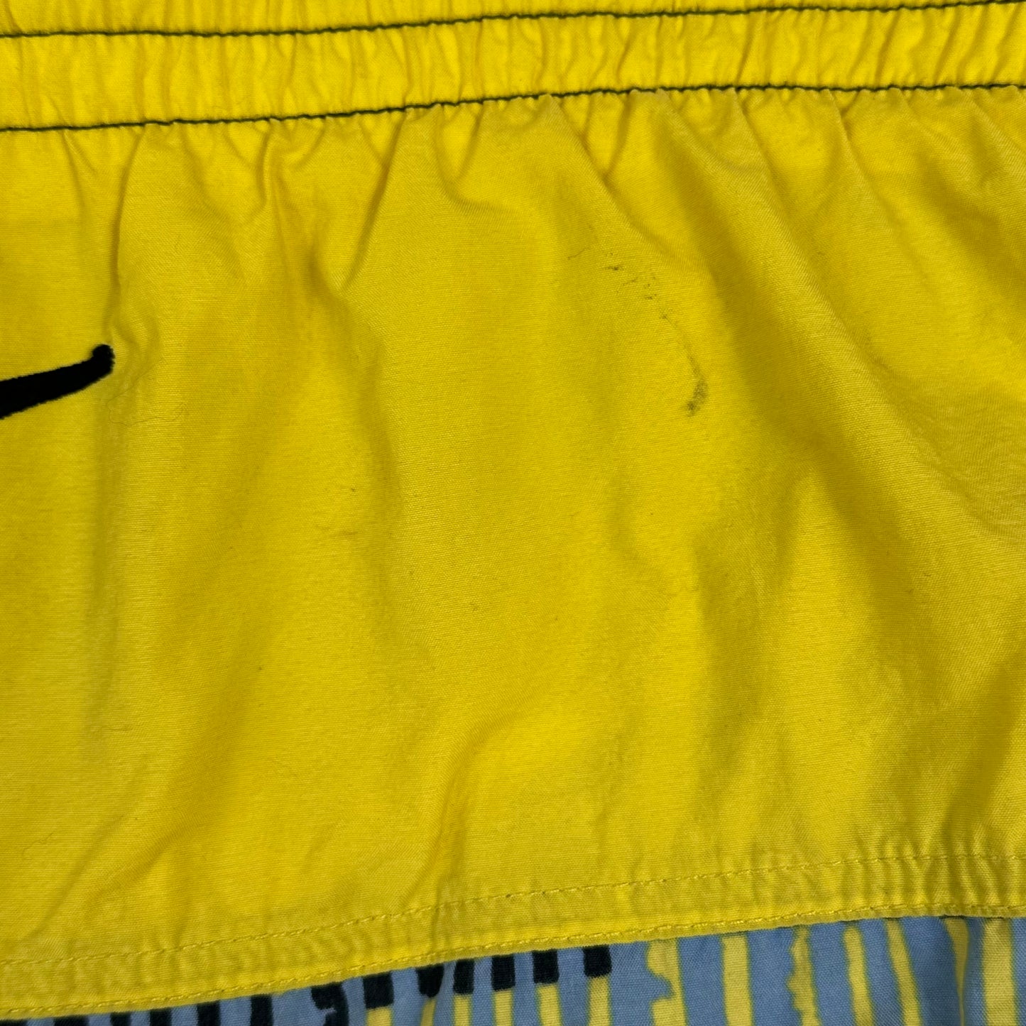 Vintage Nike Yellow Blue Square Geometric Nylon Shorts