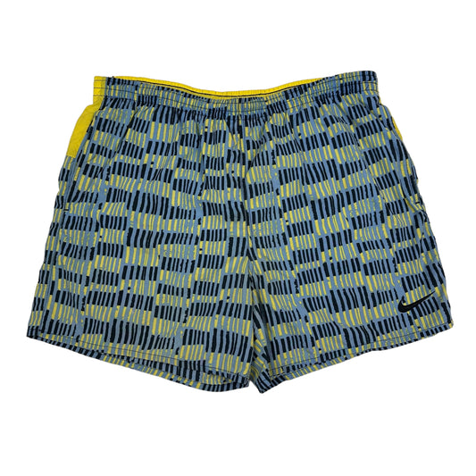 Vintage Nike Yellow Blue Square Geometric Nylon Shorts