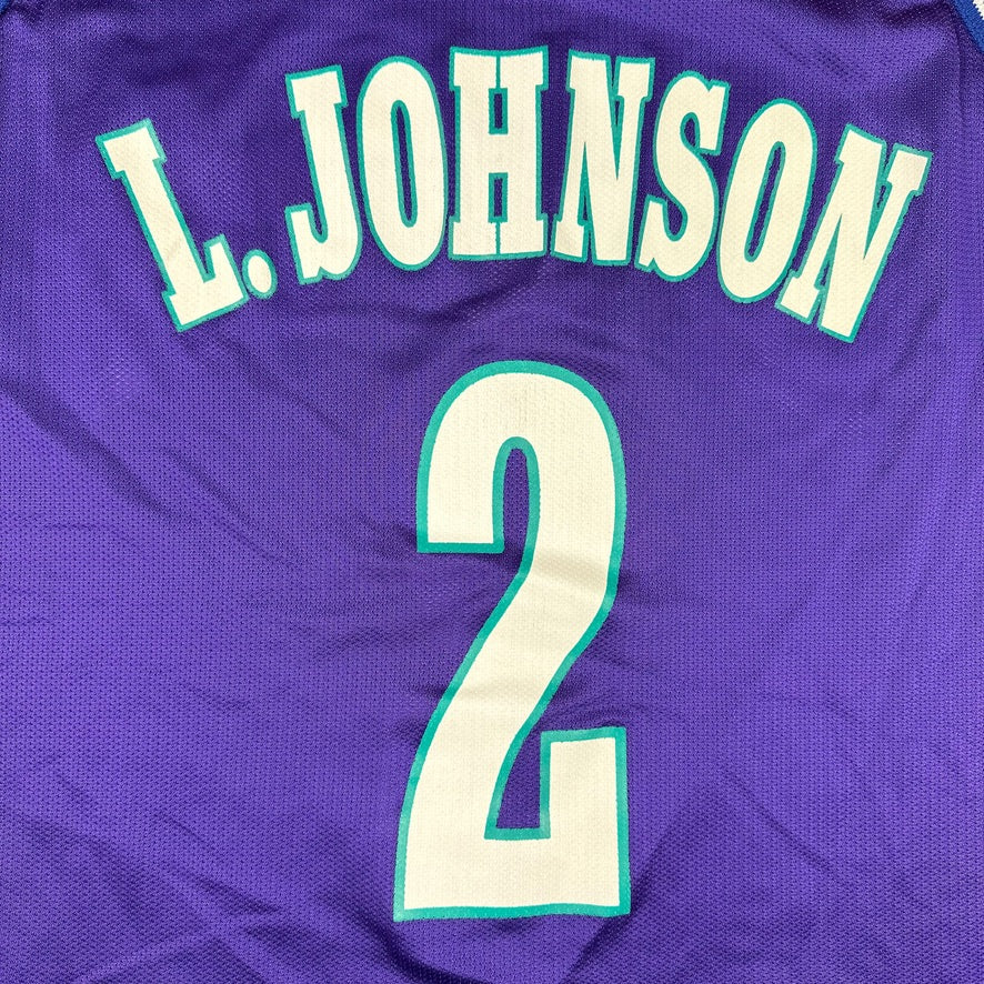 Larry Johnson Vintage Charlotte Hornets Jersey Champion Purple