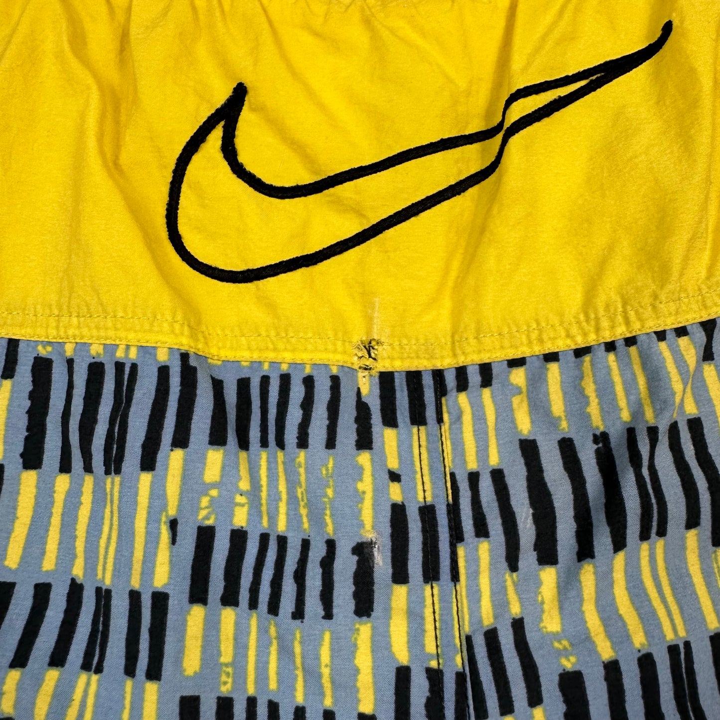 Vintage Nike Yellow Blue Square Geometric Nylon Shorts