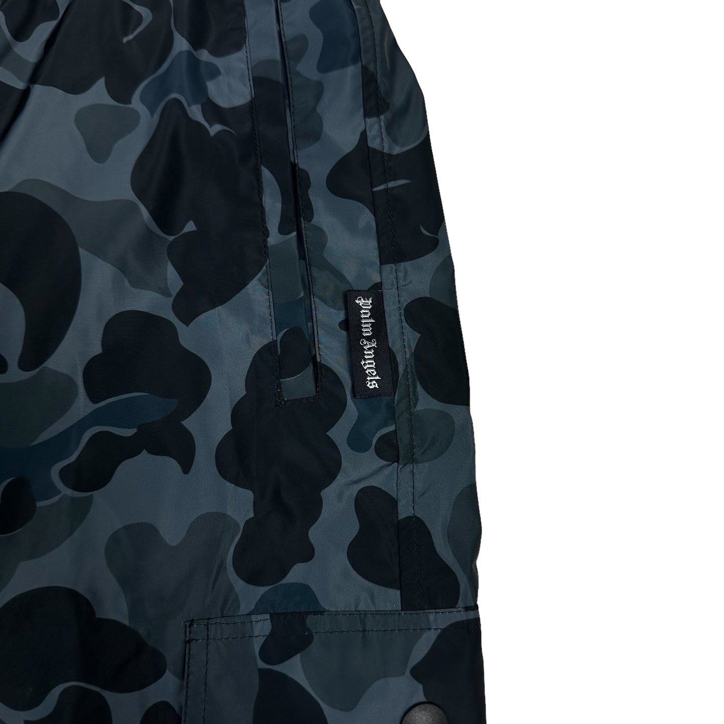 Palm Angels Black Camouflage Print Polyester Shorts