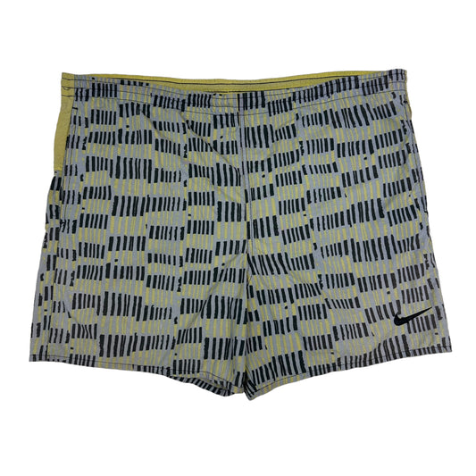 Vintage Nike Gray Yellow Square Gemoetric Nylon Shorts