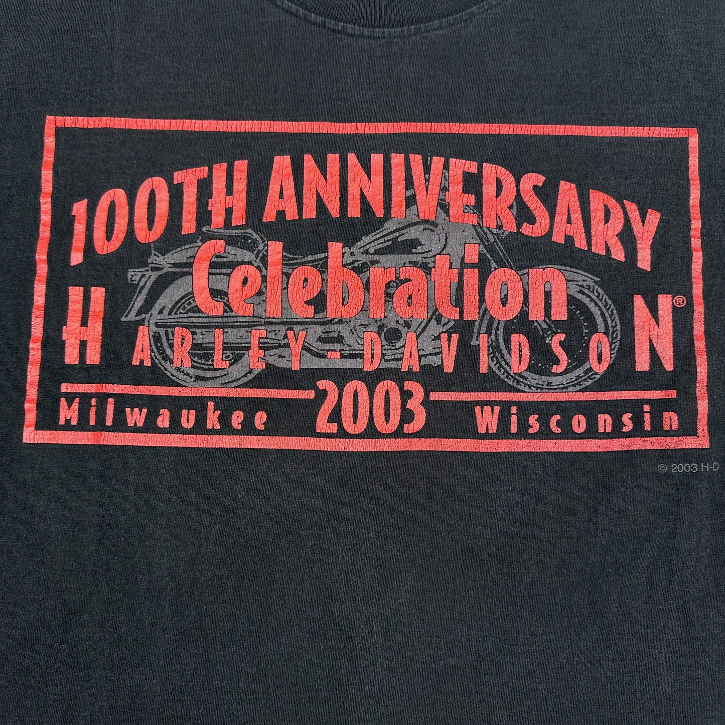 Vintage Harley Davidson 100th Anniversary Celebration Black Long Sleeve Tee