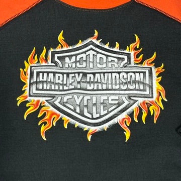 Vintage Harley Davidson Sweatshirt Flaming Chrome Logo Youth
