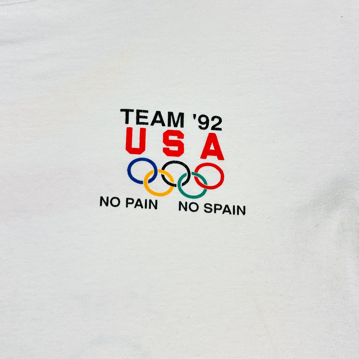 Vintage 1992 Olympic Games No Pain No Spain White Tee