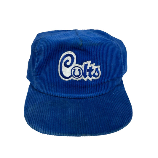 Vintage Indianapolis Colts NFL AJD Blue Corduroy Snap Back Hat