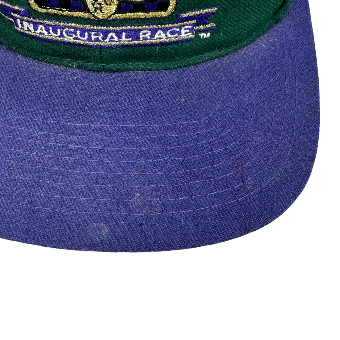 Vintage Brickyard 400 Green Purple Logo 7 Snap Back Hat