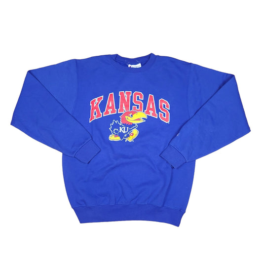 University of Kansas Sweatshirt Jay Hawks Champion Blue