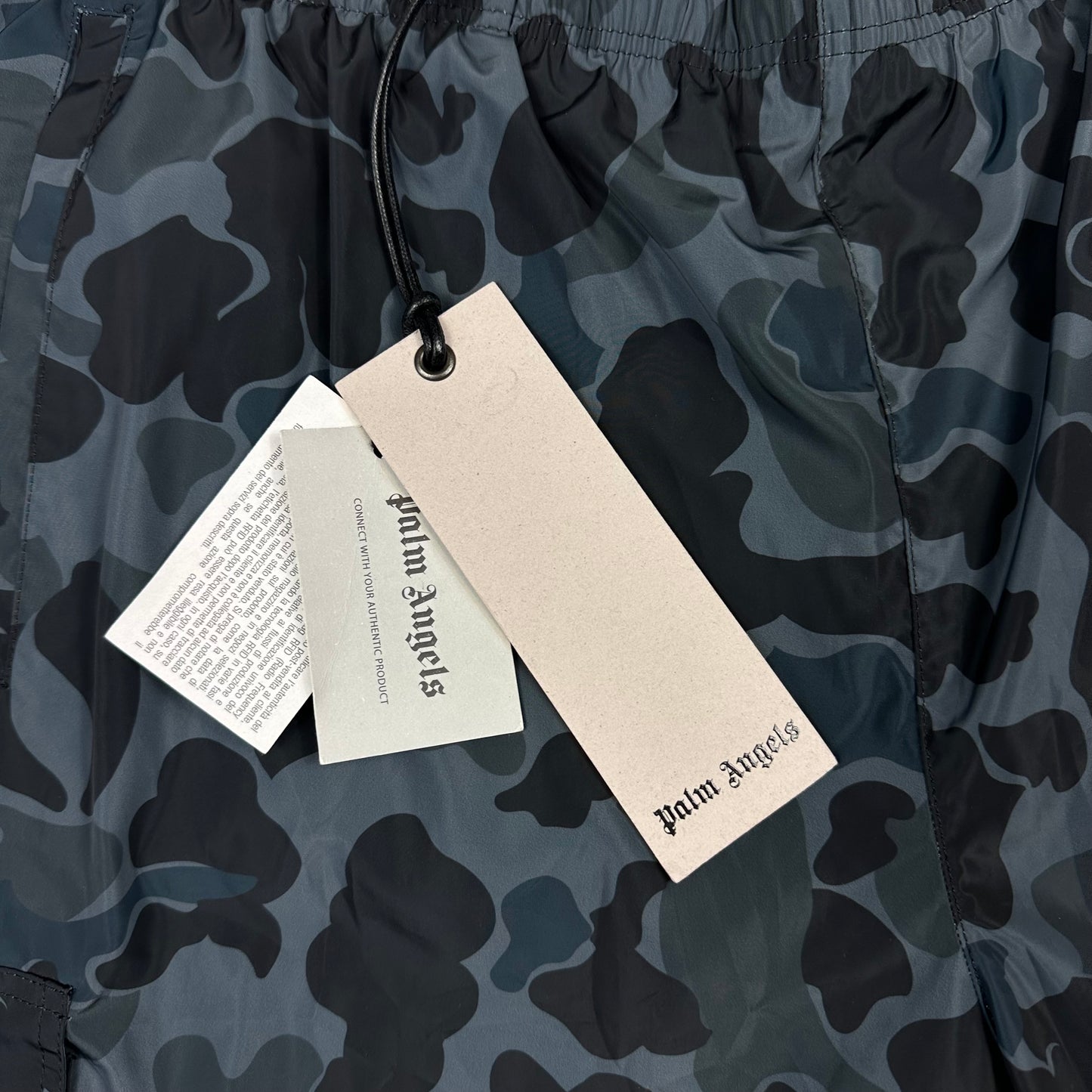 Palm Angels Black Camouflage Print Polyester Shorts