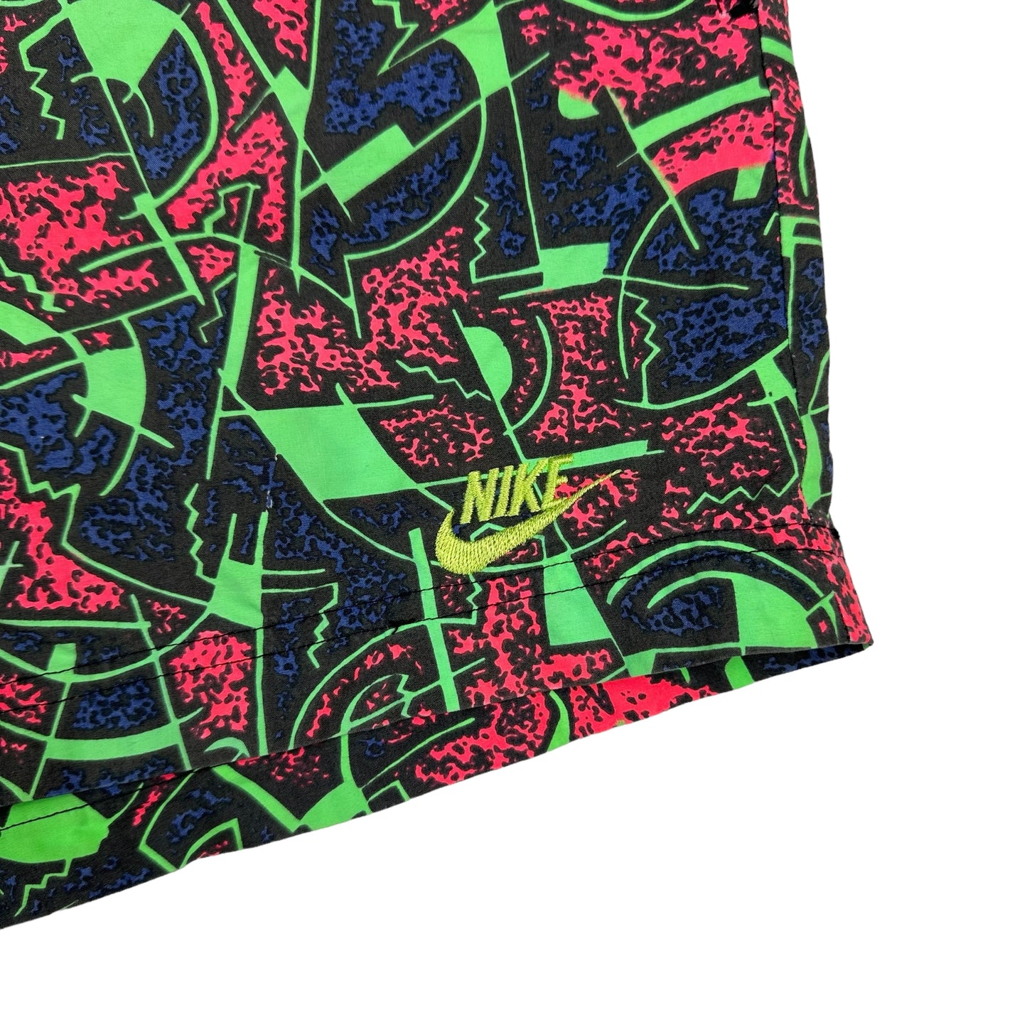 Vintage Nike Green Orange Abstract Nylon Shorts