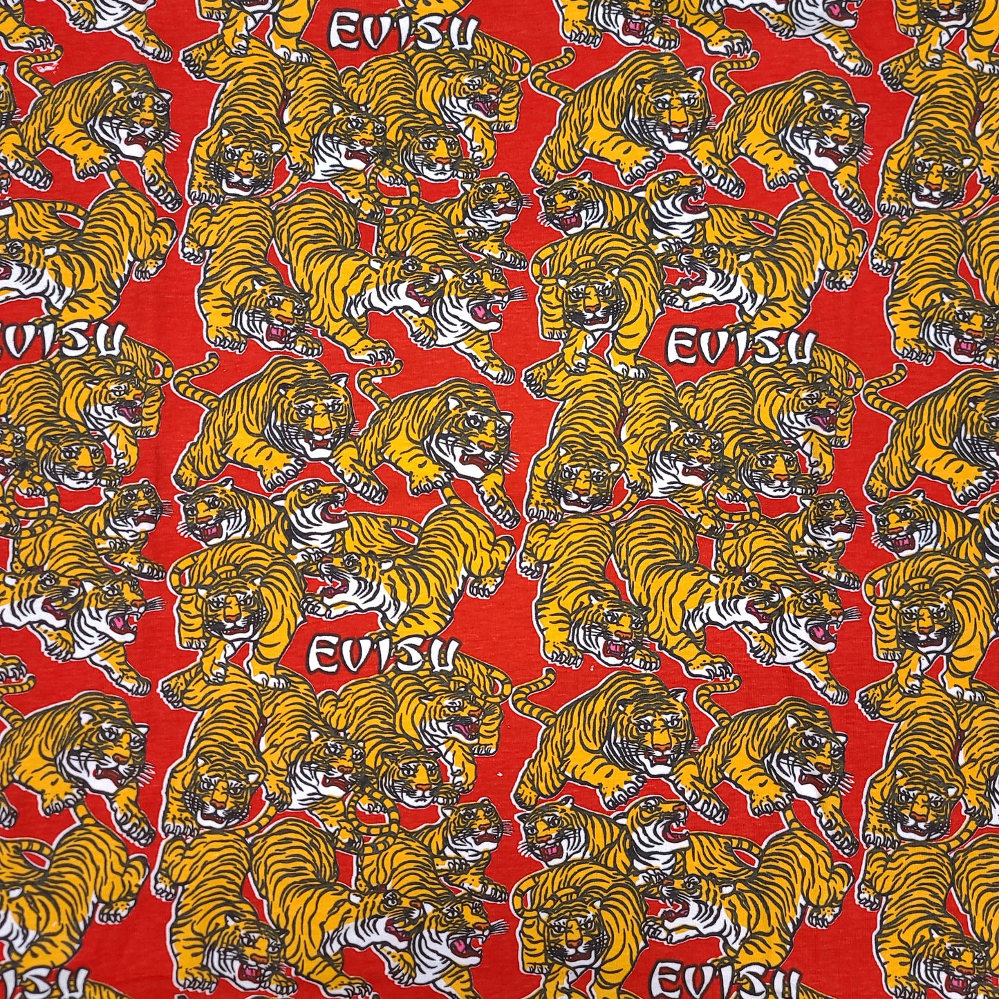 Vintage Y2K Evisu Tiger Red All Over Print Tee