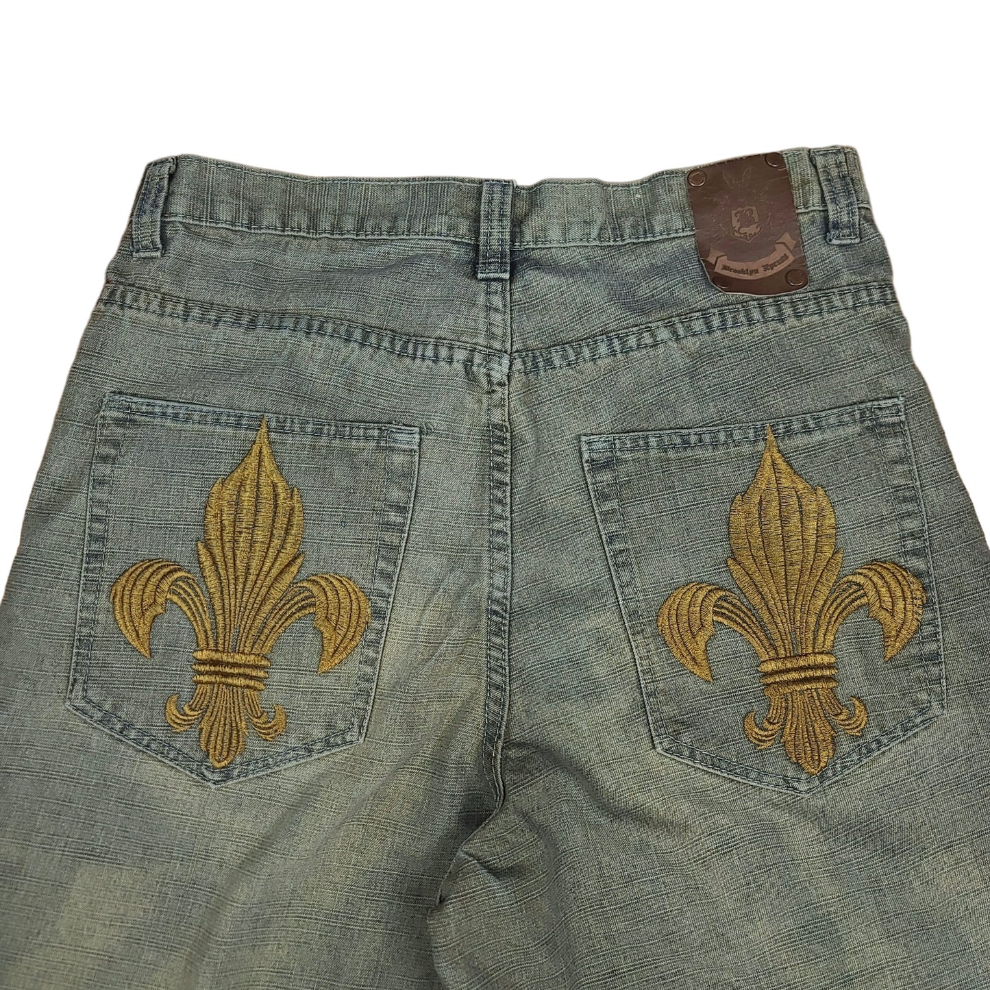 Vintage Brooklyn Express Green Gray Rust Denim Shorts