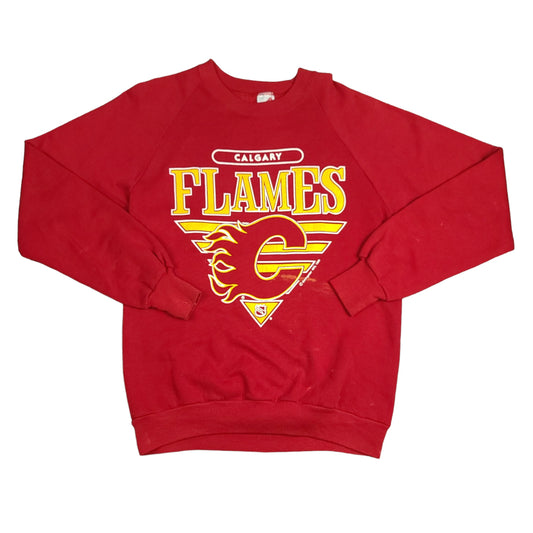 Vintage Calgary Flames Red NHL 1989 Sweatshirt