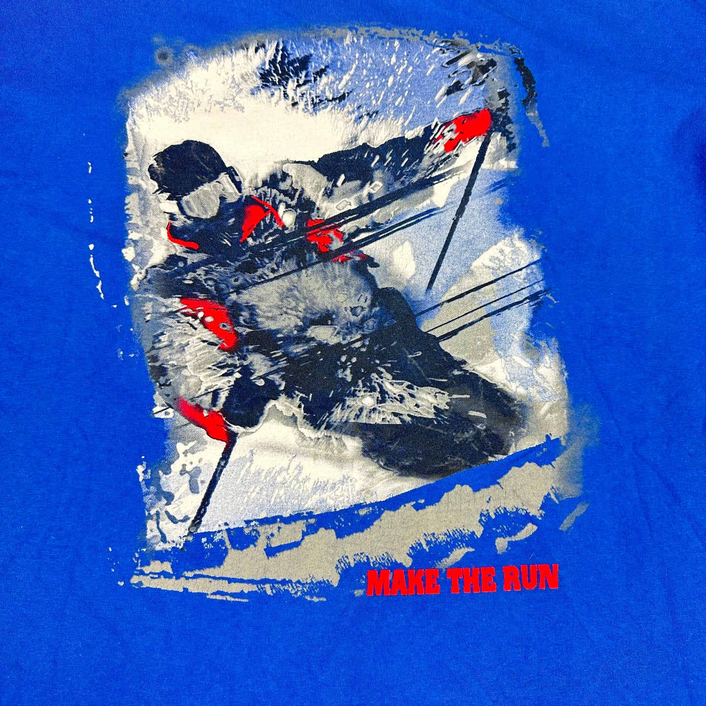 Vintage Make the Run Blue Ski Tee