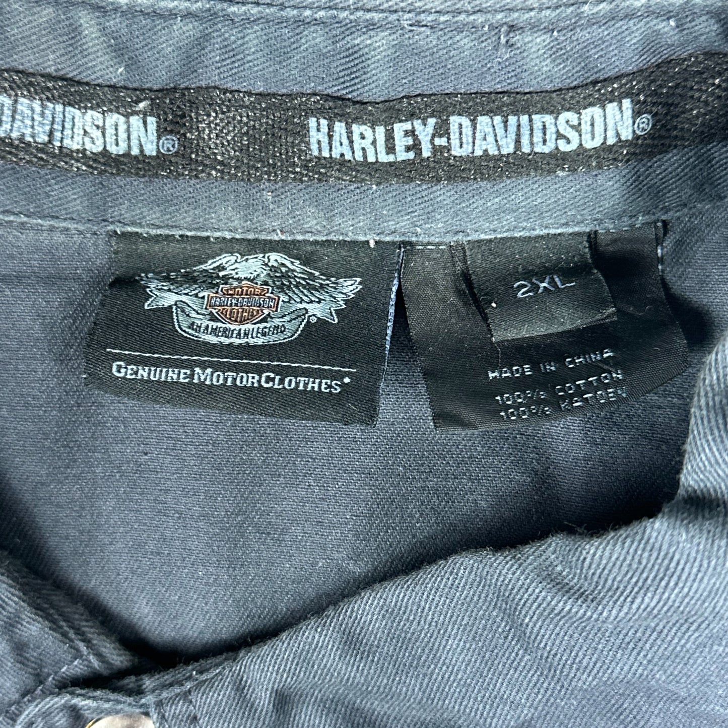 Harley Davidson Motorcycles Gray Cut Off Button Shirt