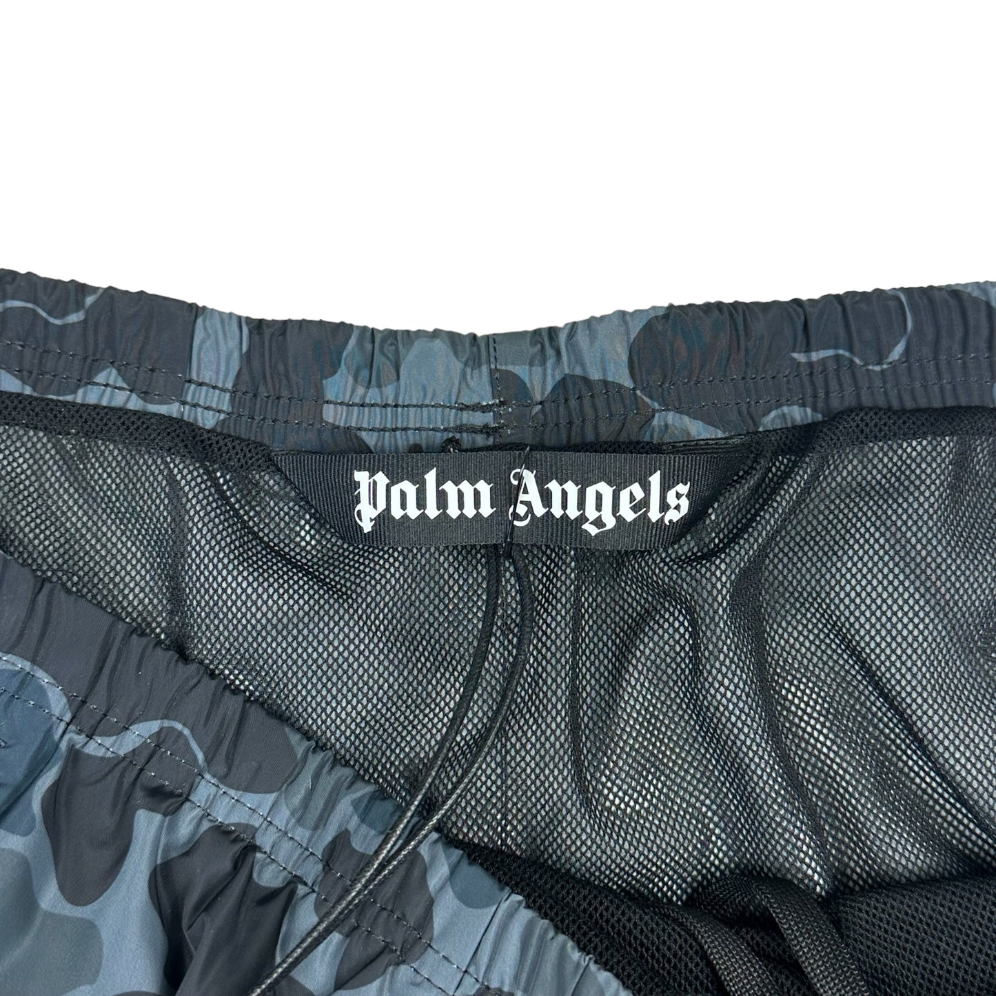 Palm Angels Black Camouflage Print Polyester Shorts