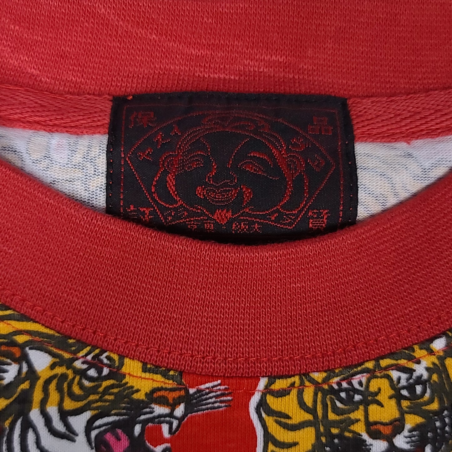 Vintage Y2K Evisu Tiger Red All Over Print Tee