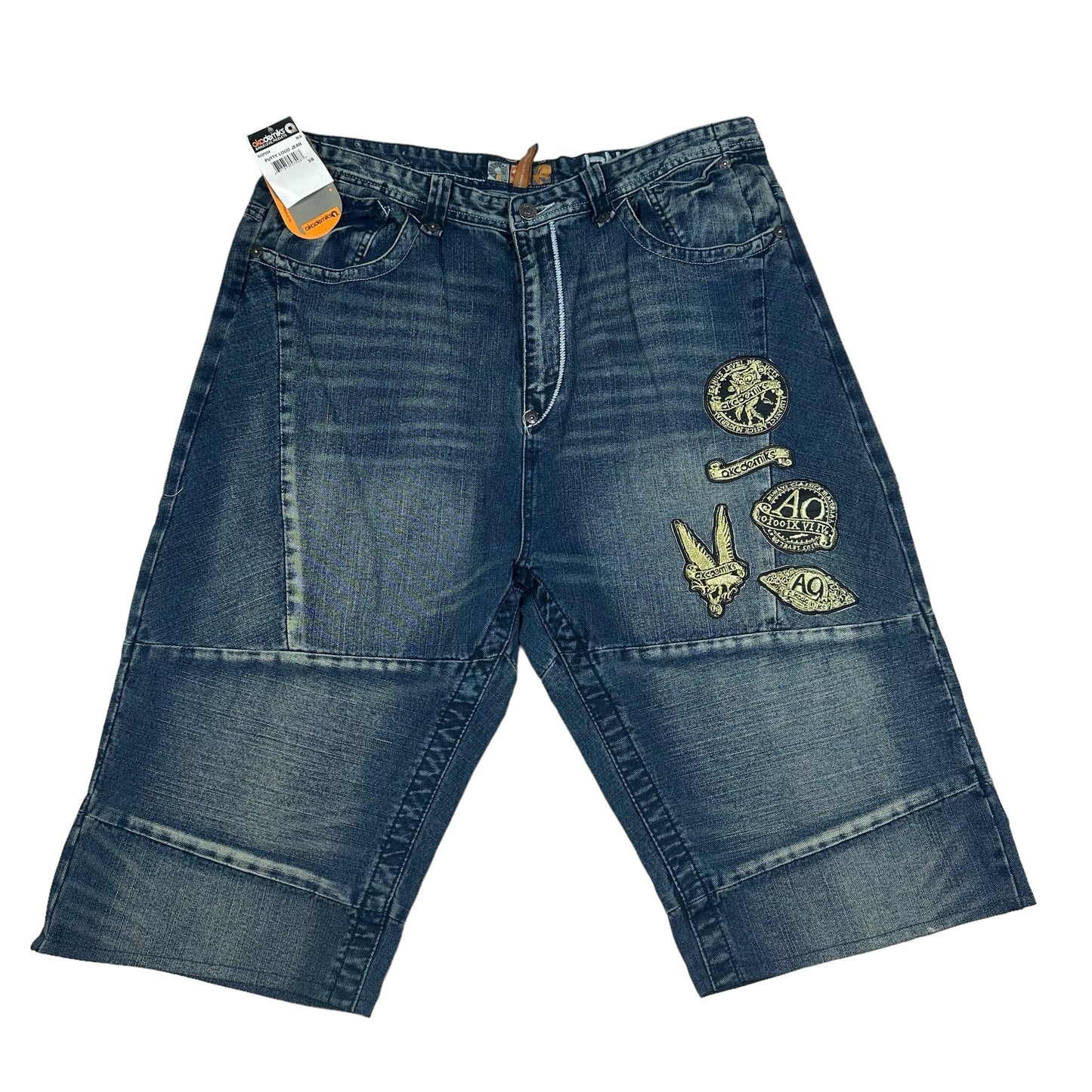 Vintage Y2K Akademiks Putty Logo Denim Shorts