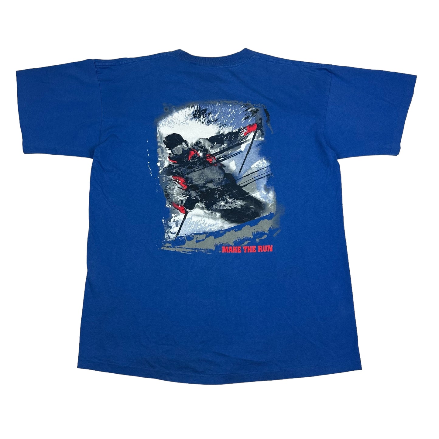 Vintage Make the Run Blue Ski Tee