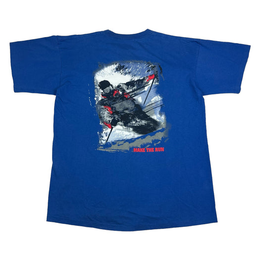 Vintage Make the Run Blue Ski Tee