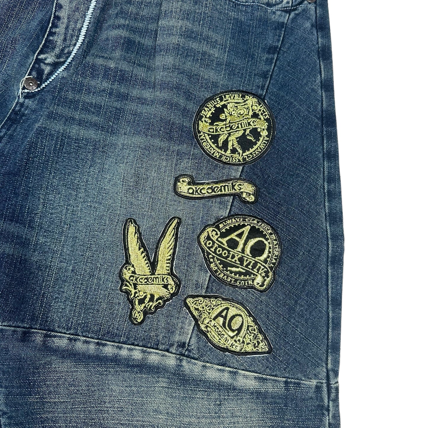 Vintage Y2K Akademiks Putty Logo Denim Shorts