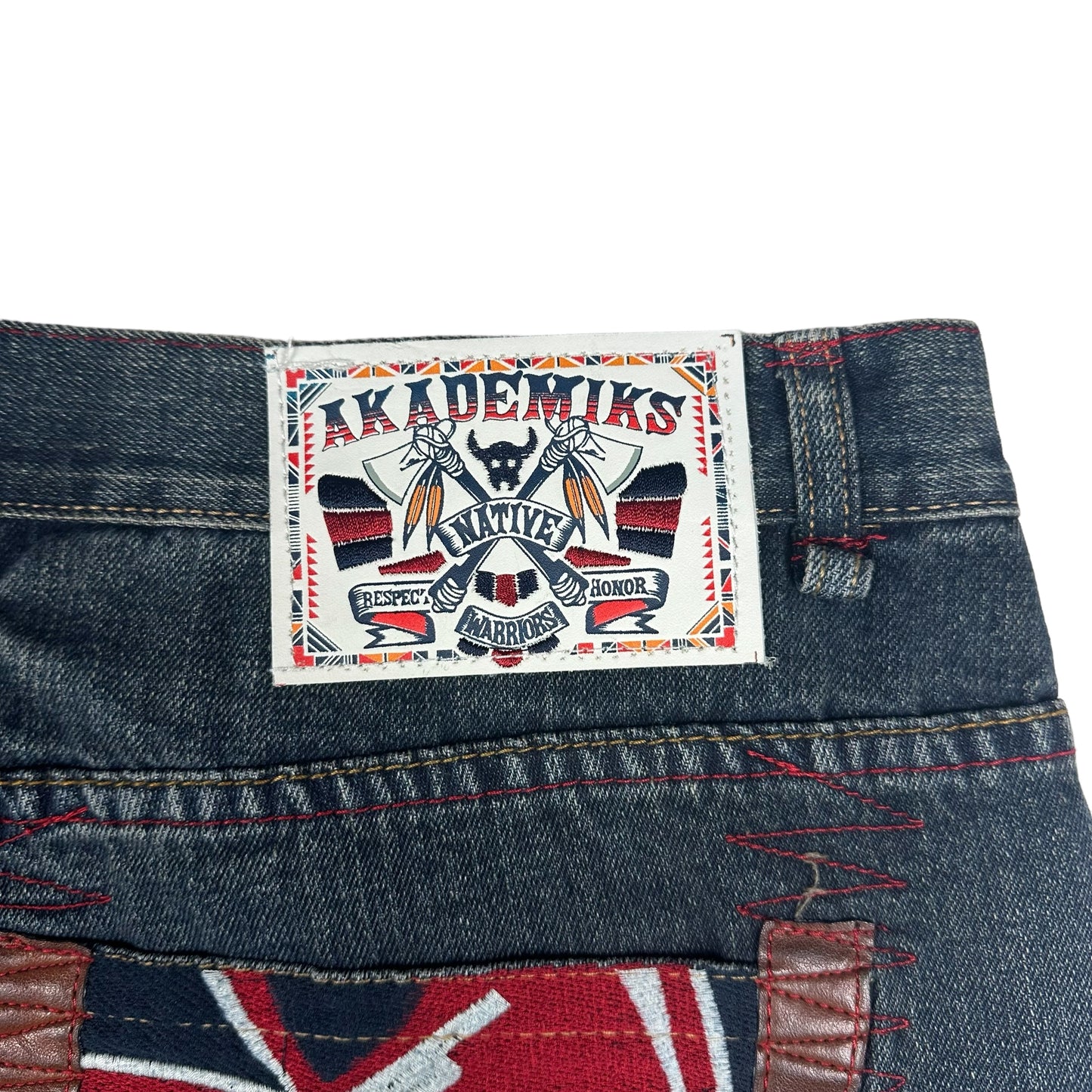 Vitnage Y2K Akademiks Native Warriors Denim Shorts