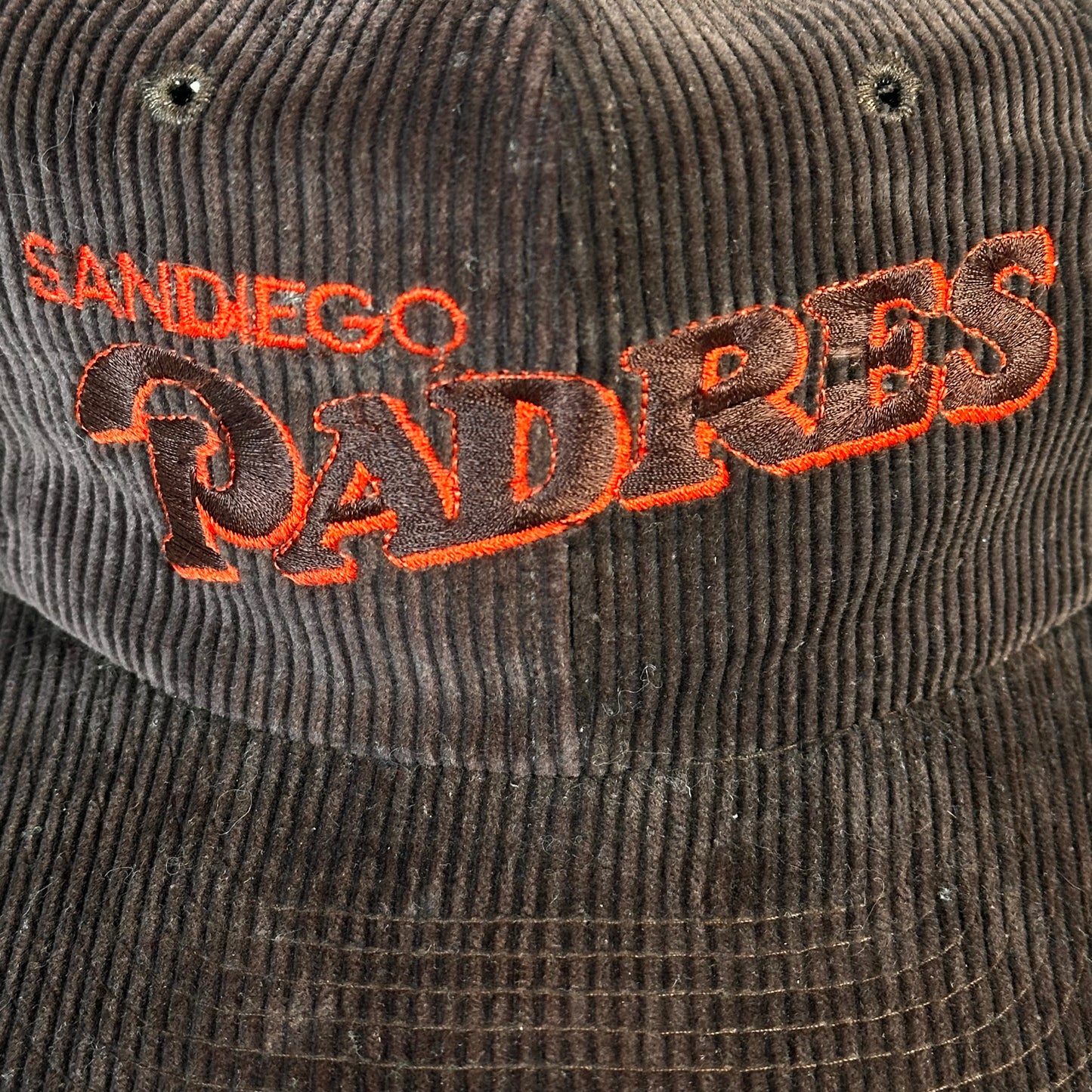 Vintage San Diego Padres Brown Corduroy Script Twin Enterprises Snap Back Hat