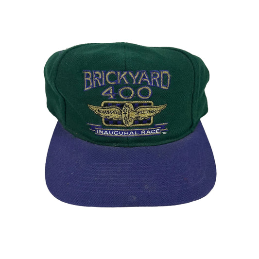 Vintage Brickyard 400 Green Purple Logo 7 Snap Back Hat