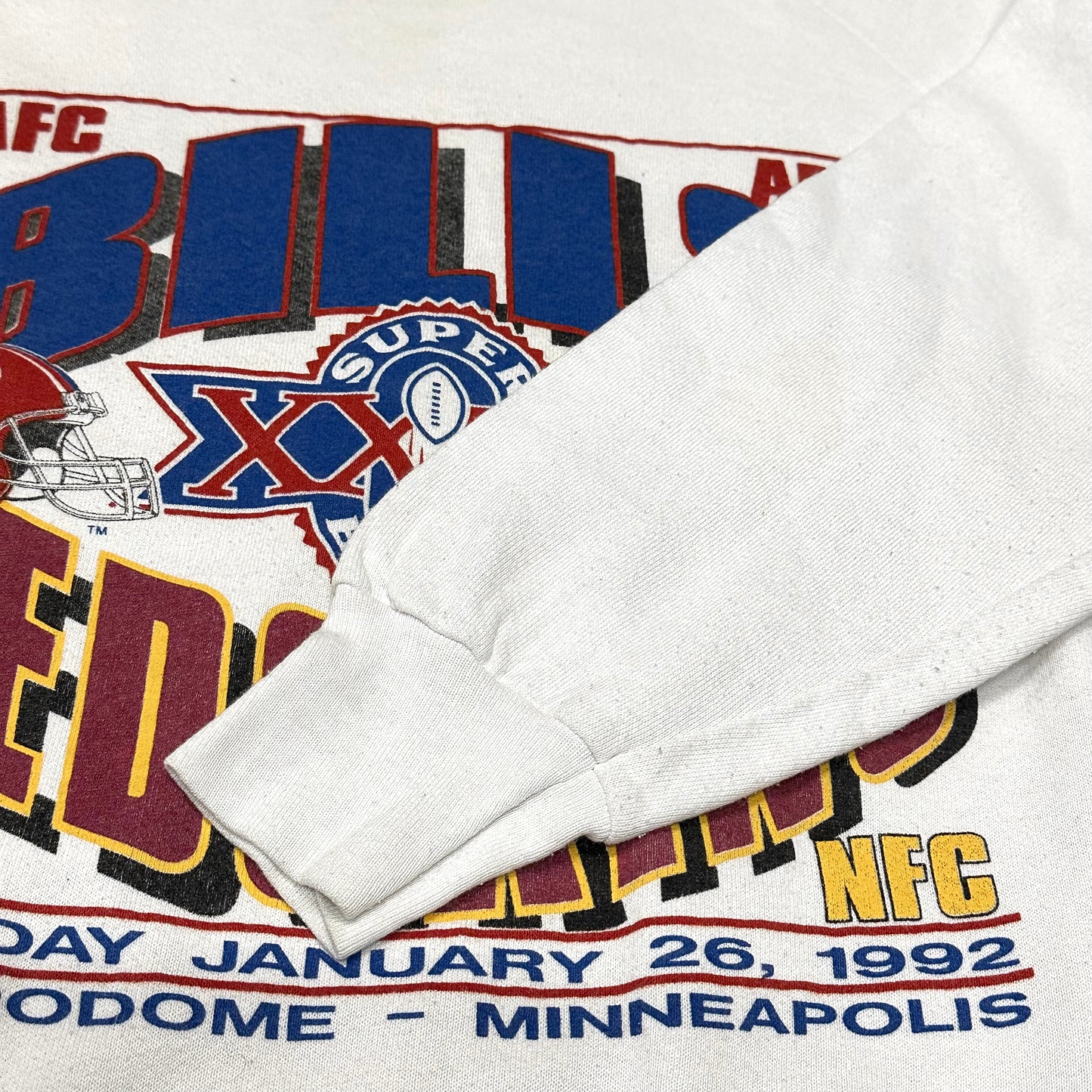 Vintage Super Bowl XXVI 1992 NFL White Sweatshirt