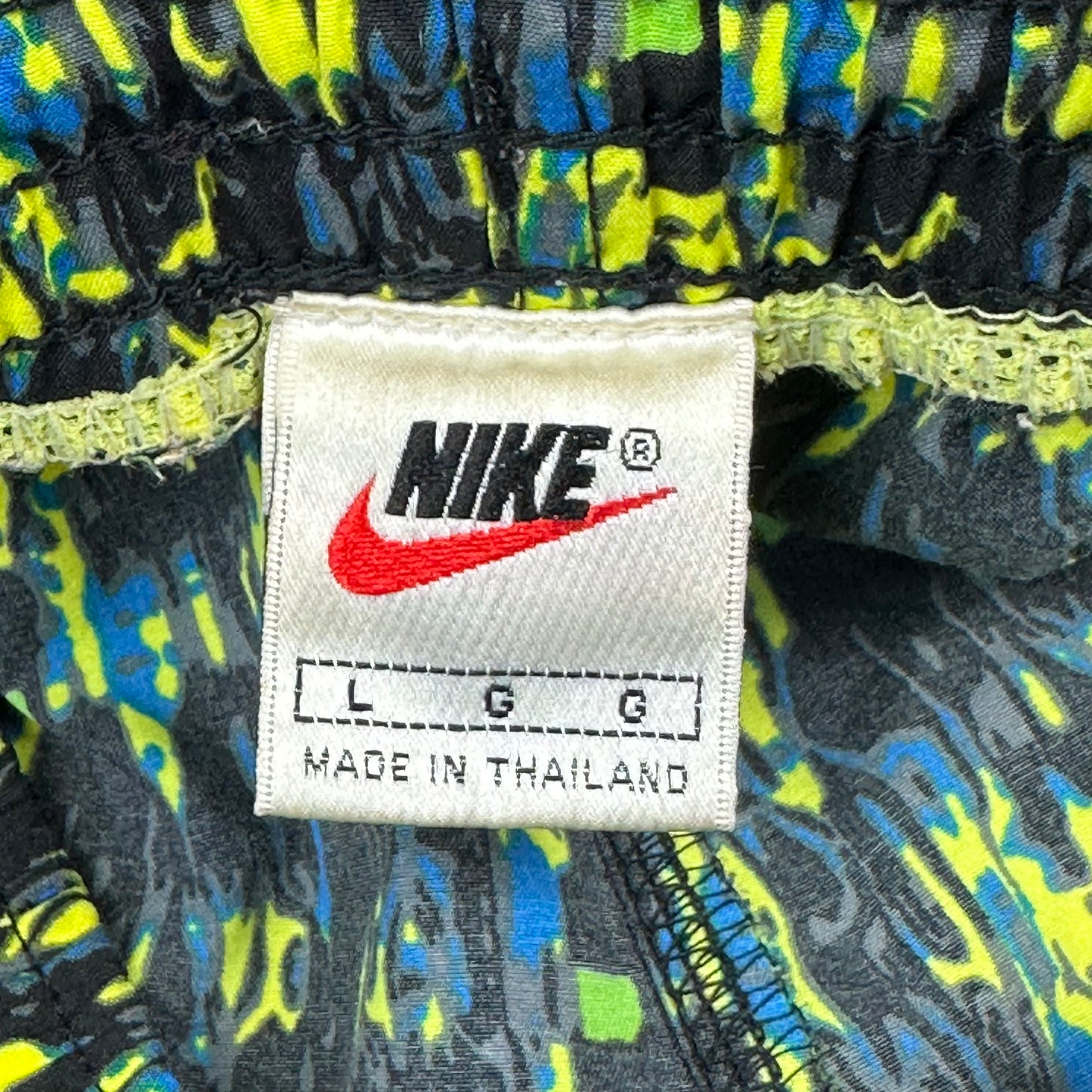 Vintage Nike Yellow Black Blue Abstract Nylon Shorts