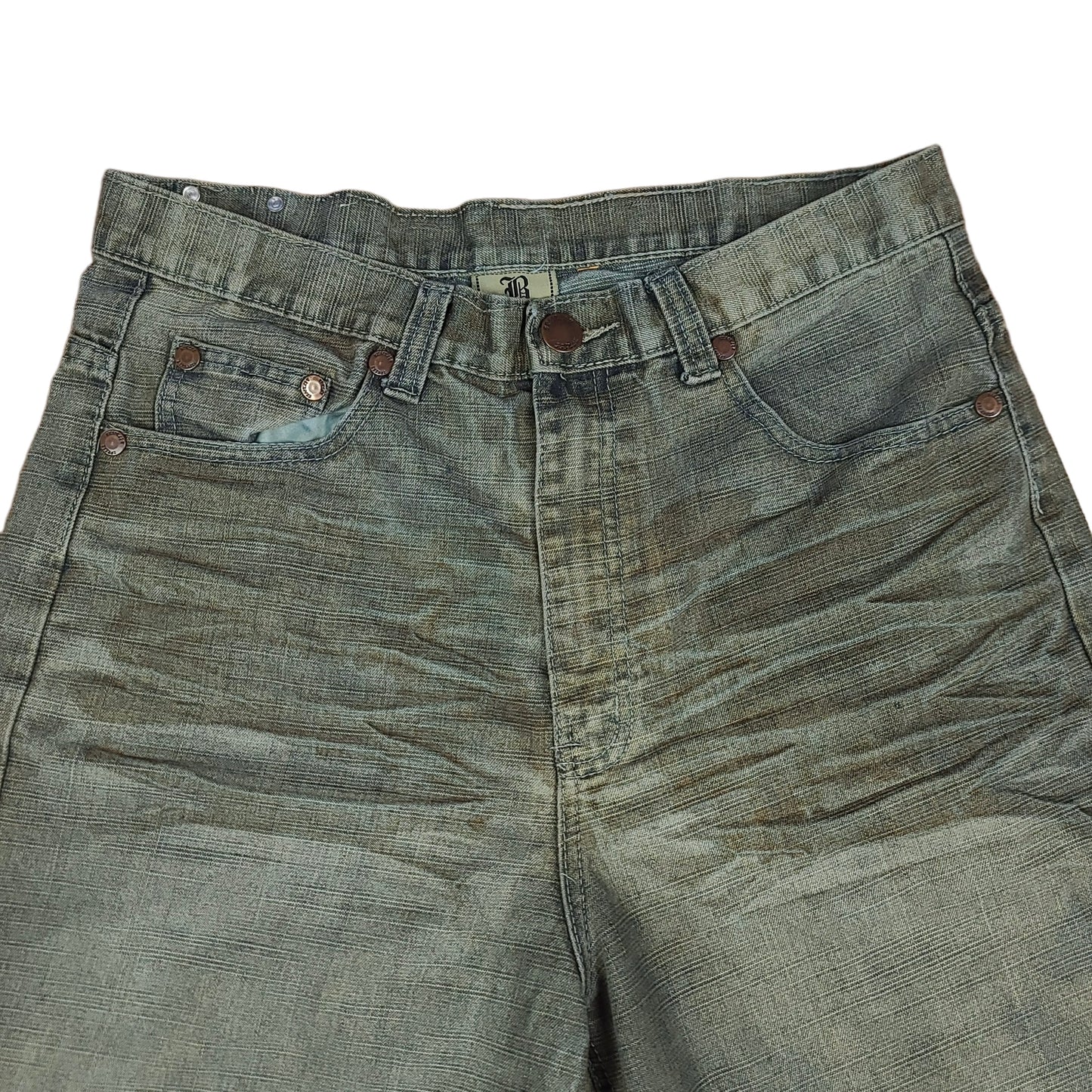 Vintage Brooklyn Express Green Gray Rust Denim Shorts