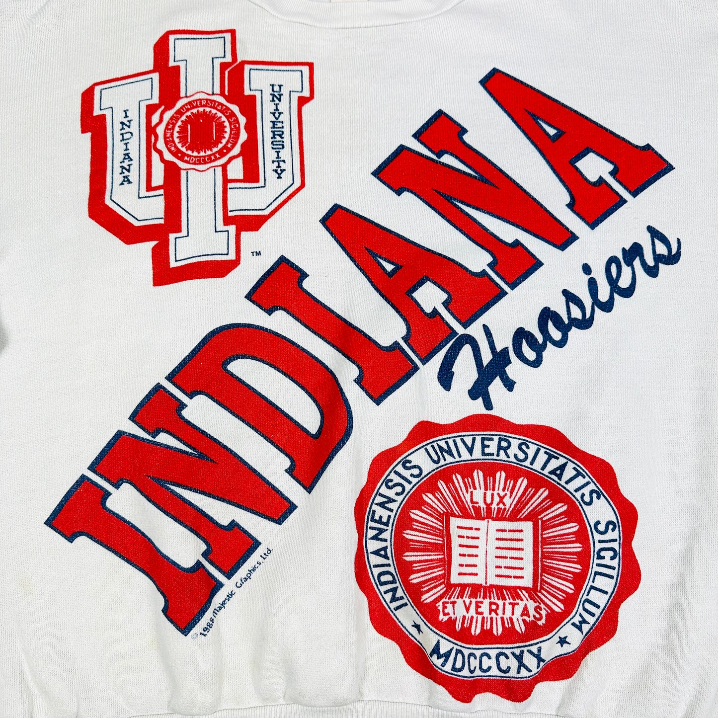 Vintage Indiana University Sweatshirt Hoosiers White All Over Print