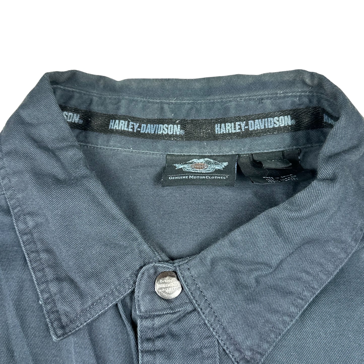 Harley Davidson Motorcycles Gray Cut Off Button Shirt