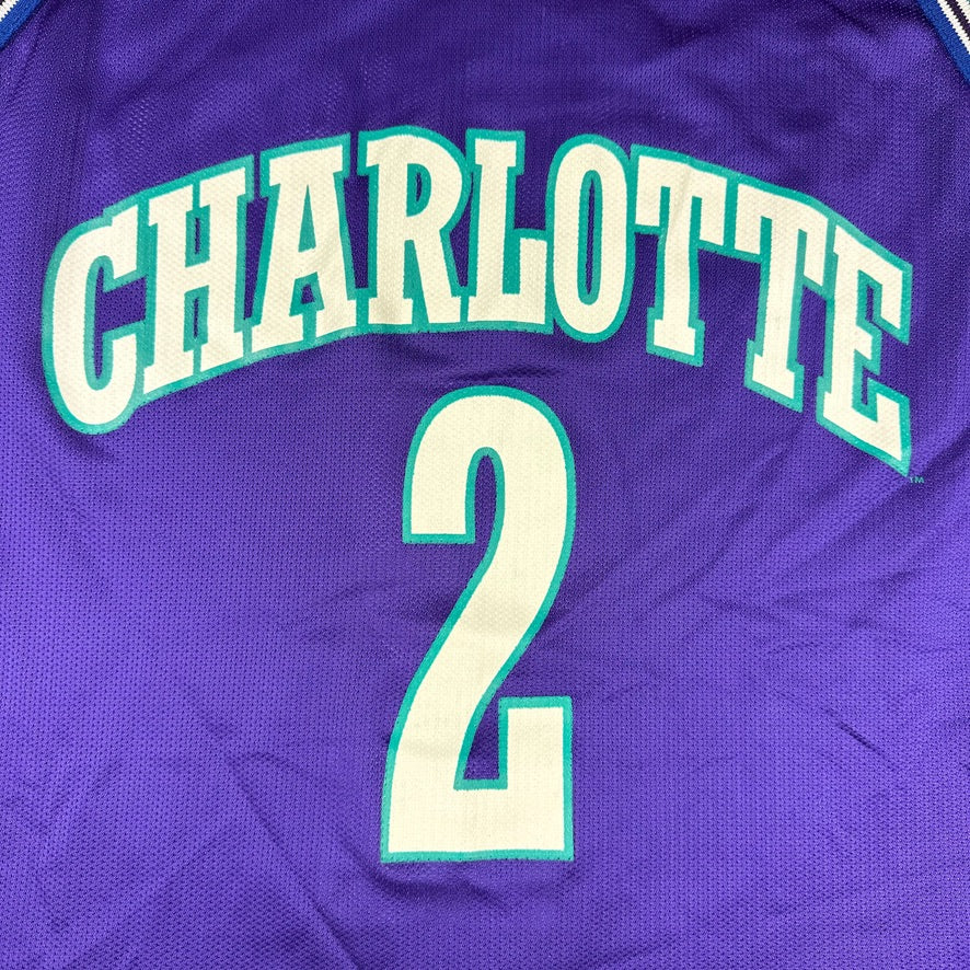 Larry Johnson Vintage Charlotte Hornets Jersey Champion Purple