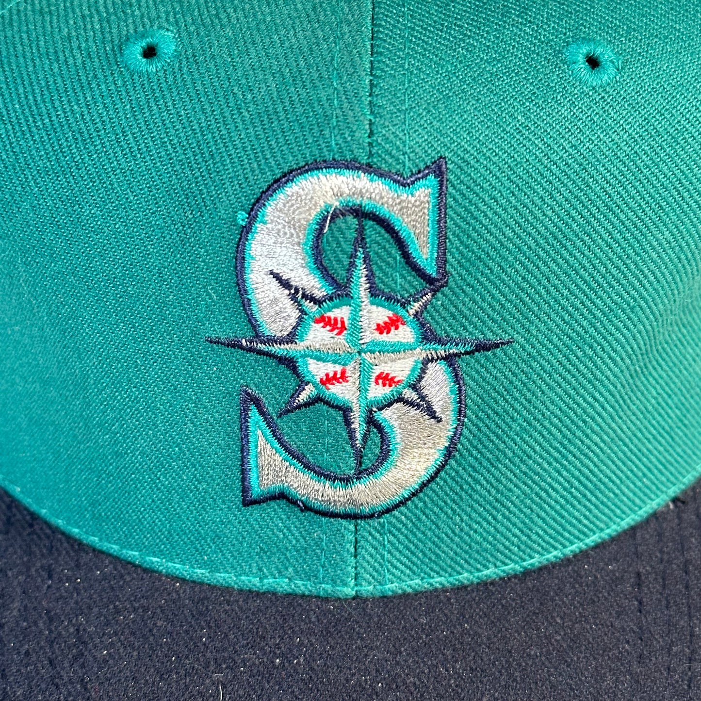 Vintage 90’s Seattle Mariners MLB Baseball Teal Wool Snap Back Hat