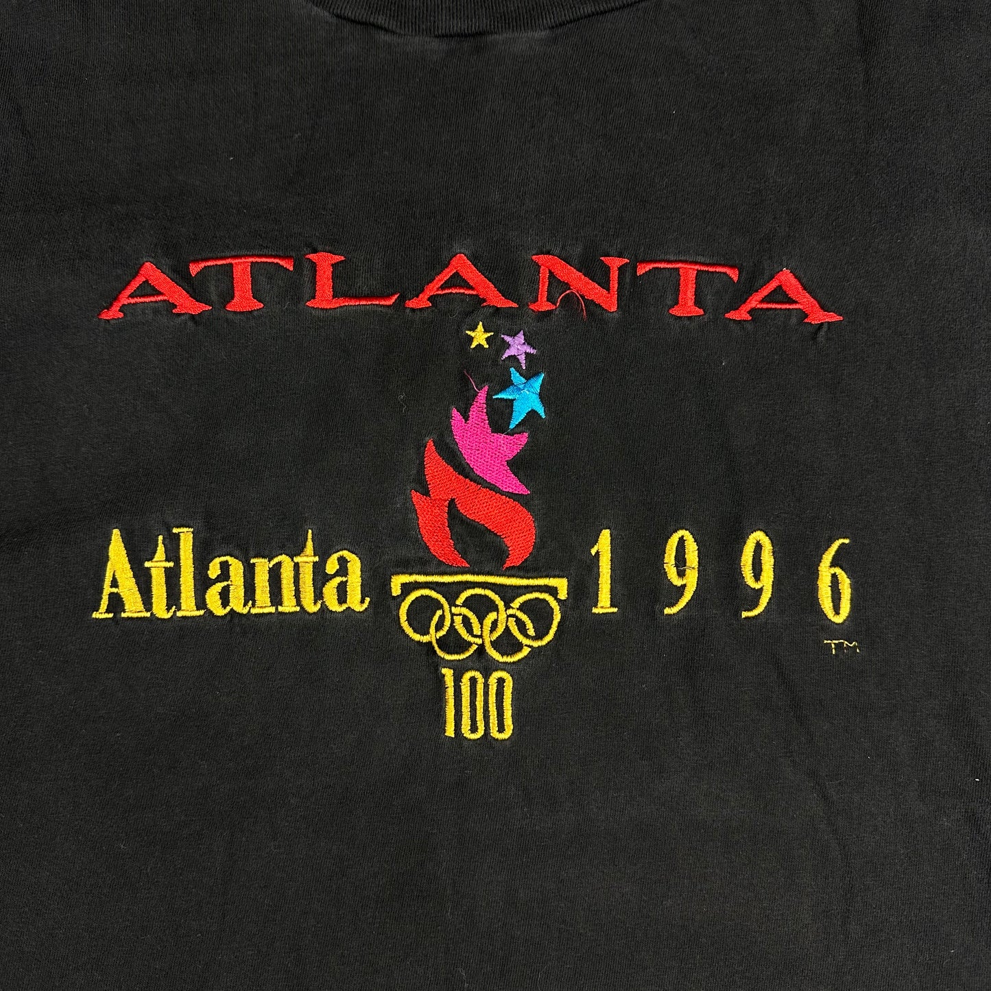 Vintage Atlanta 1996 Olympics Black Embroidered Tee