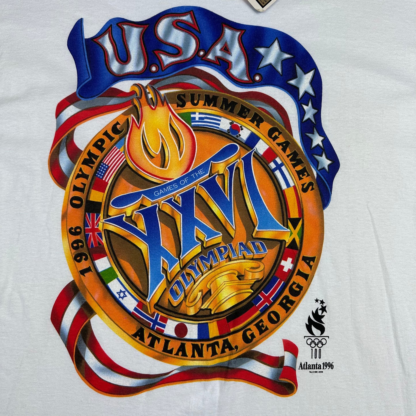 Vintage Atlanta 1996 Olympics White Gold Medal Tee (New with Tags)