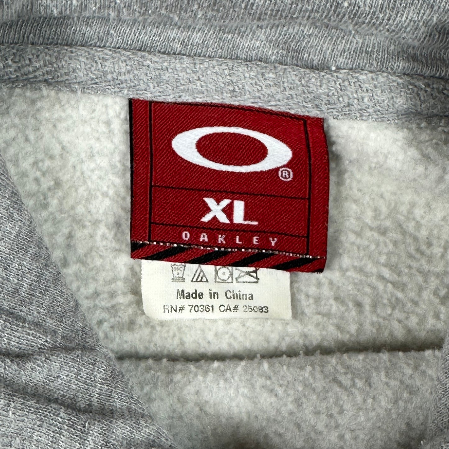 Vintage Oakley Hoodie Gray Center O Logo Earth