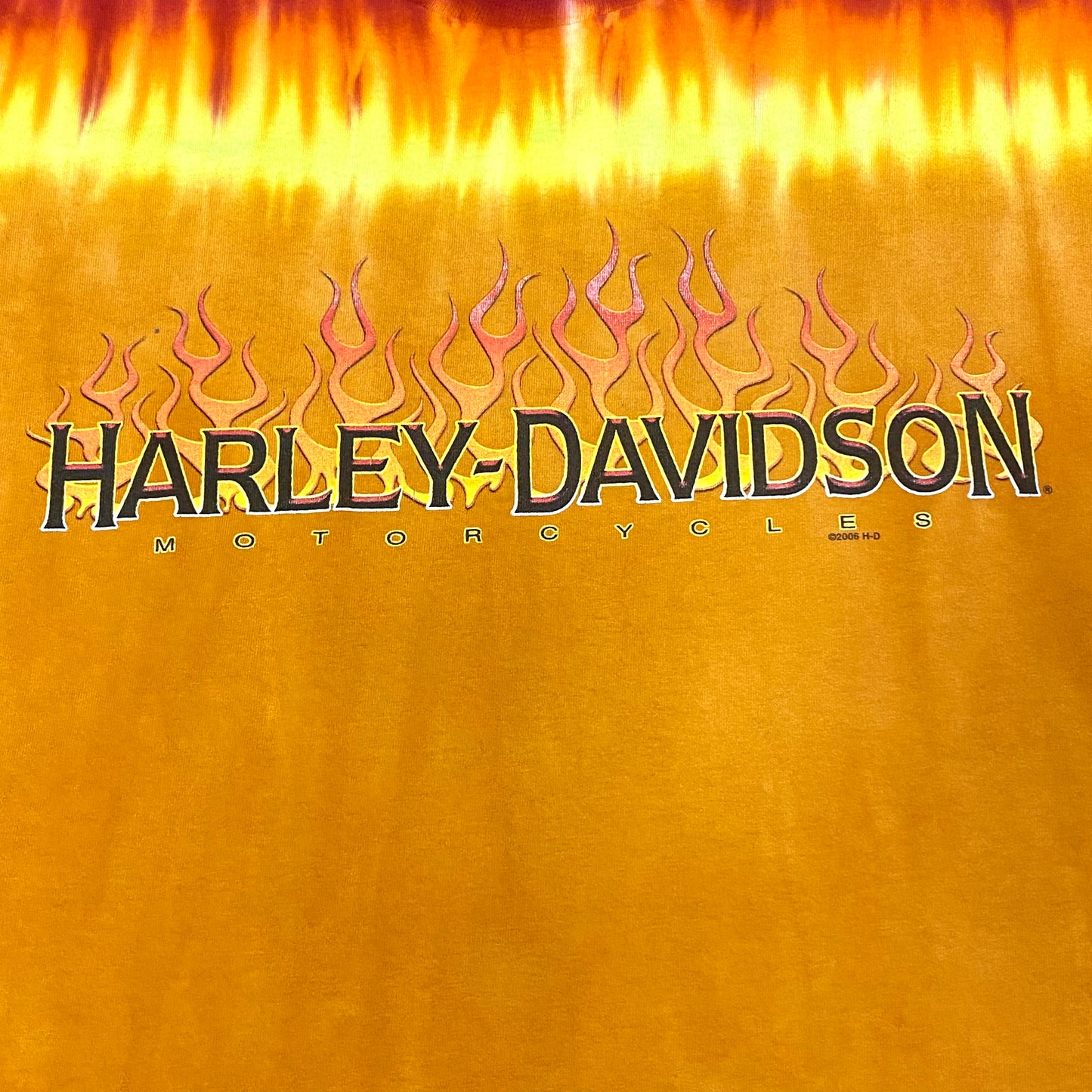 Harley Davidson Orange Flame Tie Dye Long Sleeve Shirt